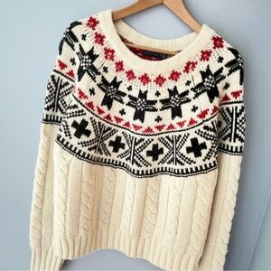 POLO RALPH LAUREN Fair Isle Wool Alpaca Sweater - Cream, Black, &amp; Red